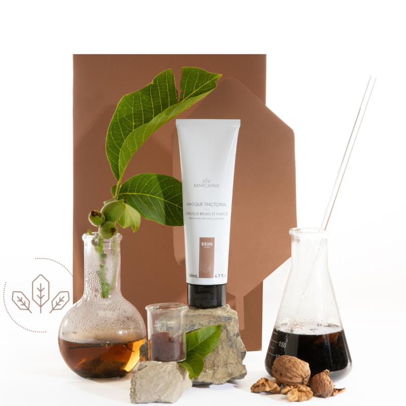 Masque tinctorial brun aux plantes pour cheveux bruns et foncés