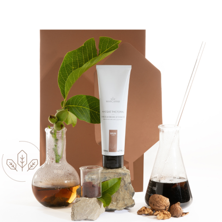 Masque tinctorial brun aux plantes pour cheveux bruns et foncés